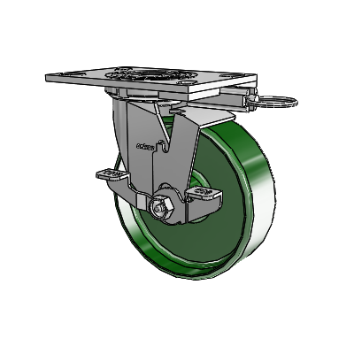 4 Series 2 Inch Wide Top Plate Swivel Caster Caster with 6 x 2 Cast Iron Wheel and Top Lock Brake