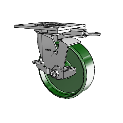 4 Series 2 Inch Wide Top Plate Swivel Caster Caster with 6 x 2 Cast Iron Wheel and Top Lock Brake