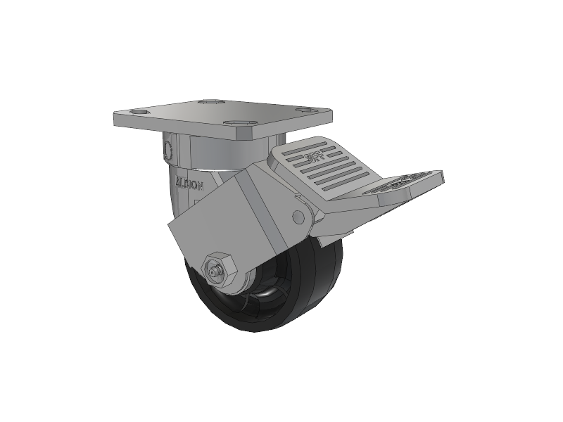 120 Series Top Plate Swivel Caster with 4 x 2 Black Nylon NG - Maxim Nylon Wheel and Stainless Steel Face Brake
