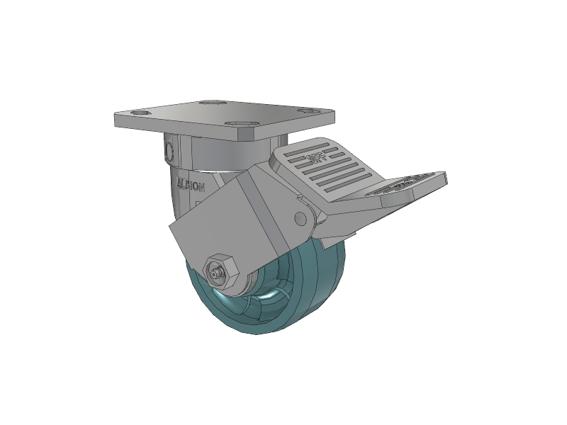 120 Series Top Plate Swivel Caster with 4 x 2 Black Nylon NG - Maxim Nylon - Prevenz Antimicrobial Wheel and Stainless Steel Face Brake