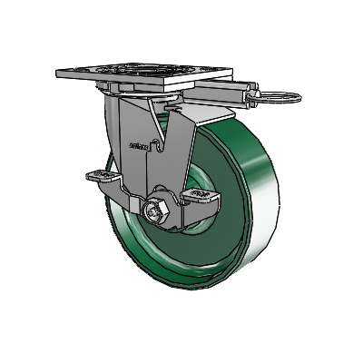 4 Series 2 Inch Wide Top Plate Swivel Caster Caster with 6 x 2 Forged Steel Wheel and Top Lock Brake