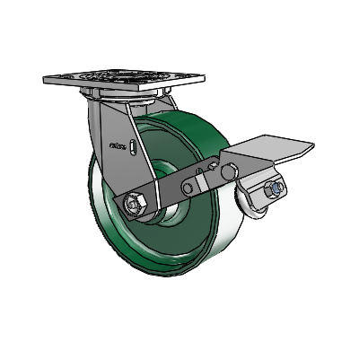4 Series 2 Inch Wide Top Plate Swivel Caster with 6 x 2 Forged Steel Wheel and Tread Lock Brake