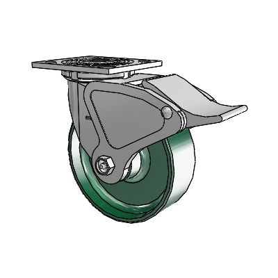 4 Series 2 Inch Wide Top Plate Swivel Caster with 6 x 2 Forged Steel Wheel and Total Lock Brake