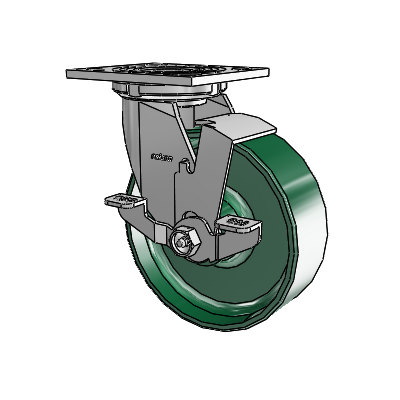 4 Series 2 Inch Wide Top Plate Swivel Caster with 6 x 2 Forged Steel Wheel and Top Lock Brake