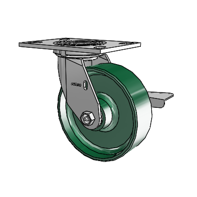 4 Series 2 Inch Wide Top Plate Swivel Caster with 6 x 2 Forged Steel Wheel and Side Lock Brake