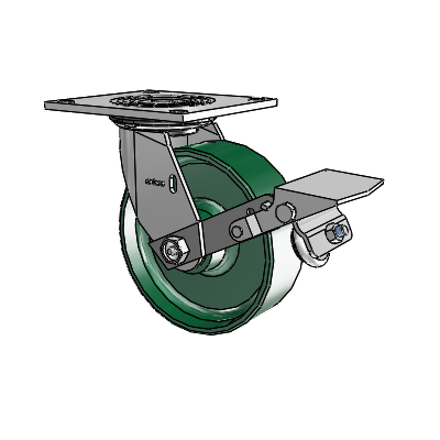 4 Series 2 Inch Wide Top Plate Swivel Caster with 6 x 2 Forged Steel Wheel and Tread Lock Brake