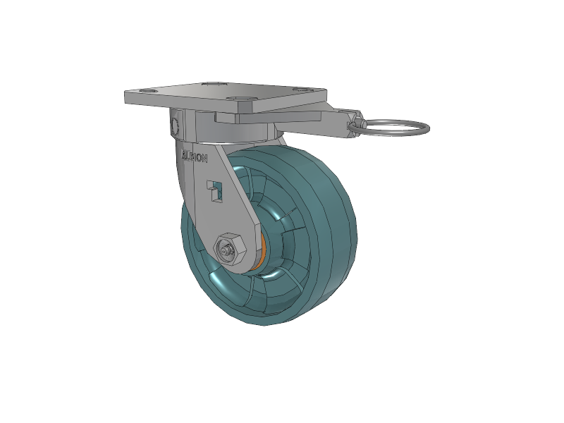 120 Series Top Plate Swivel Caster with 5 x 2 Black Nylon NG - Maxim Nylon - Prevenz Antimicrobial Wheel