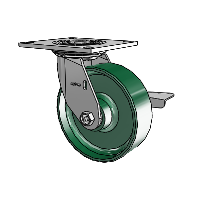 4 Series 2 Inch Wide Top Plate Swivel Caster with 6 x 2 Forged Steel Wheel and Side Lock Brake