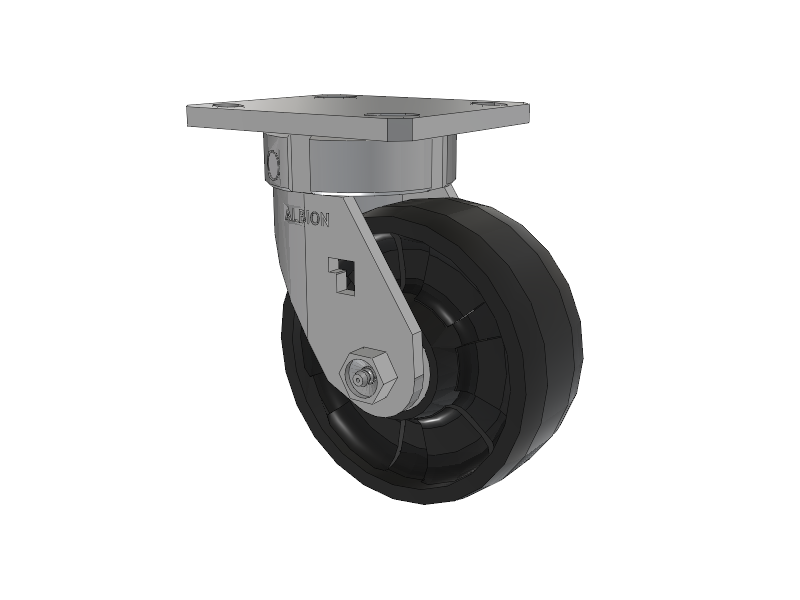 120 Series Top Plate Swivel Caster with 5 x 2 Black Nylon NG - Maxim Nylon Wheel
