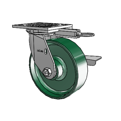 4 Series 2 Inch Wide Top Plate Swivel Caster with 6 x 2 Forged Steel Wheel and Side Lock Brake