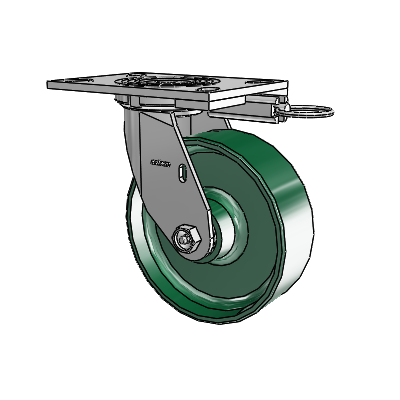 4 Series 2 Inch Wide Top Plate Swivel Caster with 6 x 2 Forged Steel Wheel