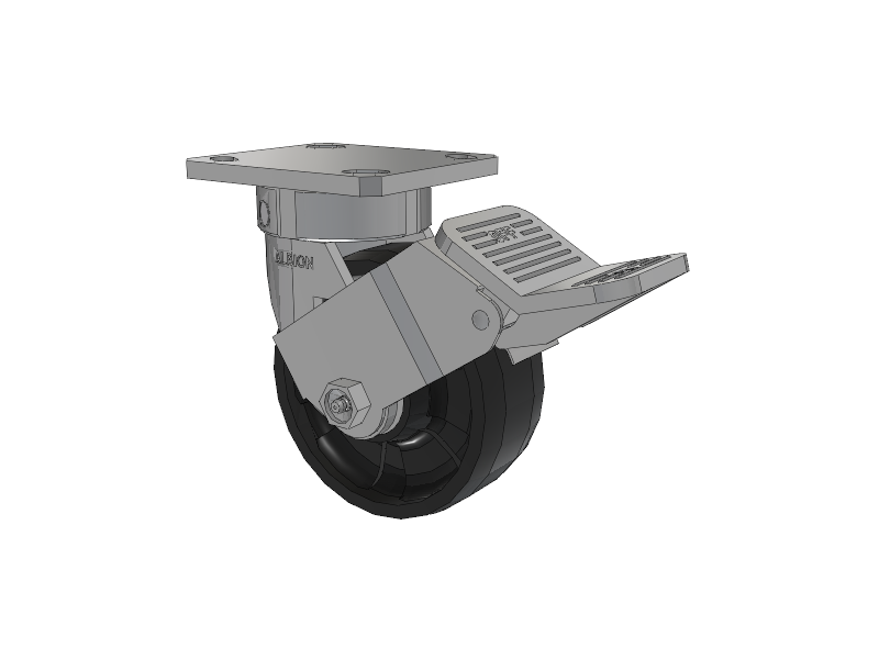 120 Series Top Plate Swivel Caster with 5 x 2 Black Nylon NG - Maxim Nylon Wheel and Stainless Steel Face Brake