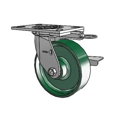 4 Series 2 Inch Wide Top Plate Swivel Caster with 6 x 2 Forged Steel Wheel and Side Lock Brake