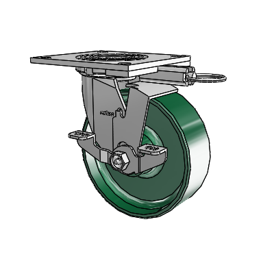 4 Series 2 Inch Wide Top Plate Swivel Caster with 6 x 2 Forged Steel Wheel and Top Lock Brake
