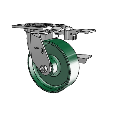 4 Series 2 Inch Wide Top Plate Swivel Caster with 6 x 2 Forged Steel Wheel and Side Lock Brake