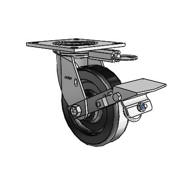 4 Series 1 1/2" Casters Top Plate Swivel Zinc with 6 x 1.5 Phenolic Wheel and Tread Lock Brake