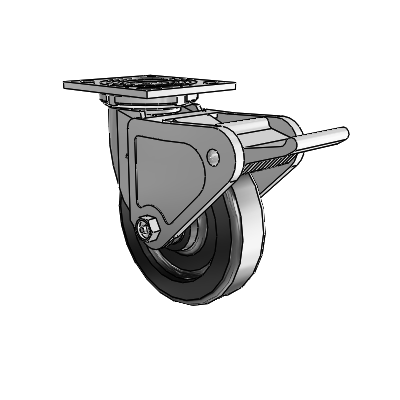 4 Series 1 1/2" Casters Top Plate Swivel Zinc with 6 x 1.5 Phenolic Wheel and Tech Lock Brake