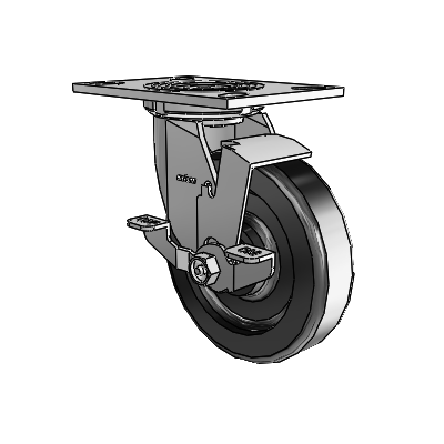 4 Series 1 1/2" Casters Top Plate Swivel Zinc with 6 x 1.5 Phenolic Wheel and Top Lock Brake