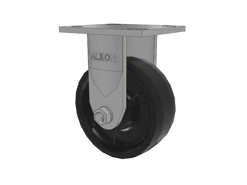 120 Series Top Plate Rigid Caster with 5 x 2 Black Nylon NG - Maxim Nylon Wheel
