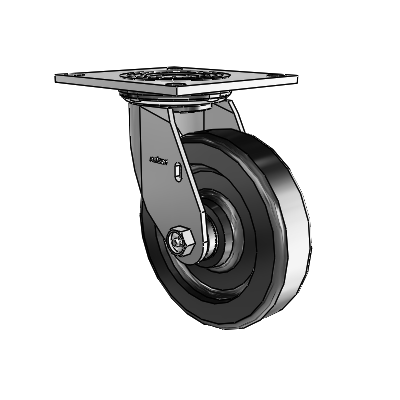 4 roulettes de la série 1 de 1 1/2", à plaque supérieure pivotante en zinc, avec roue en phénolique de 6 x 1,5