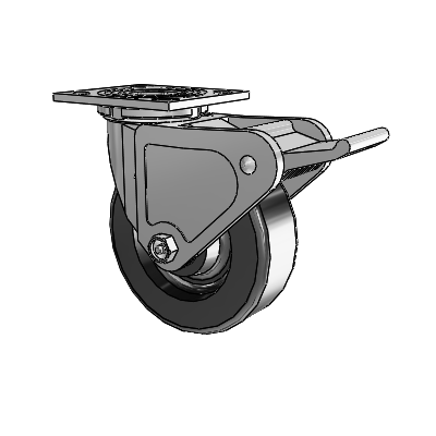 4 Series 2 Inch Wide Top Plate Swivel Caster with 6 x 2 Phenolic Wheel and Tech Lock Brake