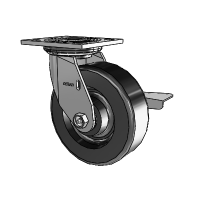 4 Series 2 Inch Wide Top Plate Swivel Caster with 6 x 2 Phenolic Wheel and Side Lock Brake