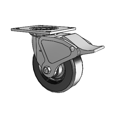 4 Series 2 Inch Wide Top Plate Swivel Caster with 6 x 2 Phenolic Wheel and Total Lock Brake