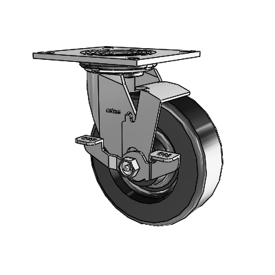 4 Series 2 Inch Wide Top Plate Swivel Caster with 6 x 2 Phenolic Wheel and Top Lock Brake