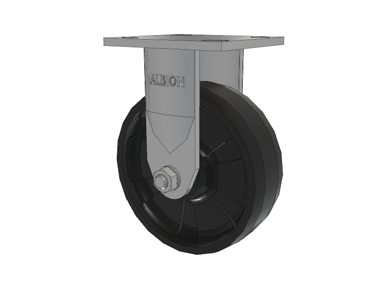 120 Series Top Plate Rigid Caster with 6 x 2 Black Nylon NG - Maxim Nylon Wheel