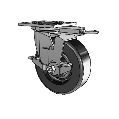 4 Series 2 Inch Wide Top Plate Swivel Caster with 6 x 2 Phenolic Wheel and Top Lock Brake