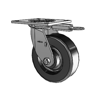 Roulette pivotante de la série 4, avec plaque supérieure de 2 pouces de large et roue en phénolique de 6 x 2