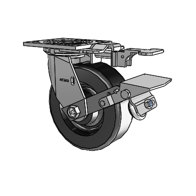 4 Series 2 Inch Wide Top Plate Swivel Caster with 6 x 2 Phenolic Wheel and Tread Lock Brake