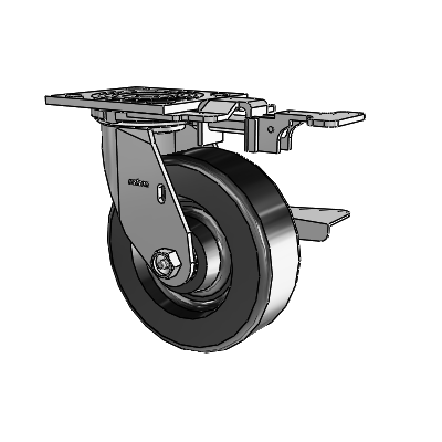 4 Series 2 Inch Wide Top Plate Swivel Caster with 6 x 2 Phenolic Wheel and Side Lock Brake