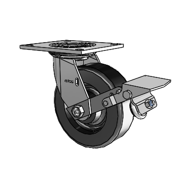 4 Series 2 Inch Wide Top Plate Swivel Caster with 6 x 2 Phenolic Wheel and Tread Lock Brake