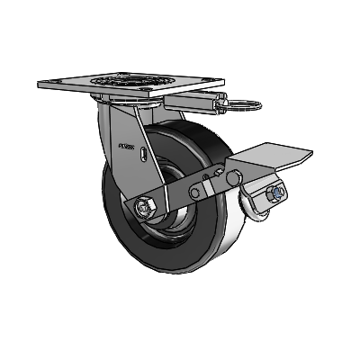 4 Series 2 Inch Wide Top Plate Swivel Caster with 6 x 2 Phenolic Wheel and Tread Lock Brake