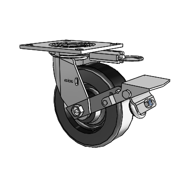 4 Series 2 Inch Wide Top Plate Swivel Caster with 6 x 2 Phenolic Wheel and Tread Lock Brake