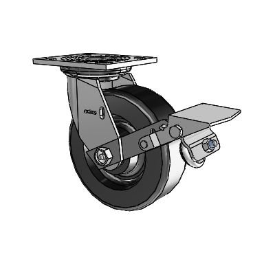 4 Series 2 Inch Wide Top Plate Swivel Caster with 6 x 2 Phenolic Wheel and Tread Lock Brake