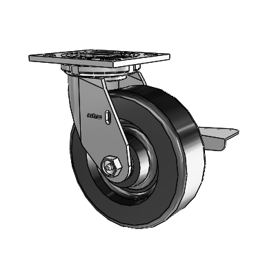 4 Series 2 Inch Wide Top Plate Swivel Caster with 6 x 2 Phenolic Wheel and Side Lock Brake