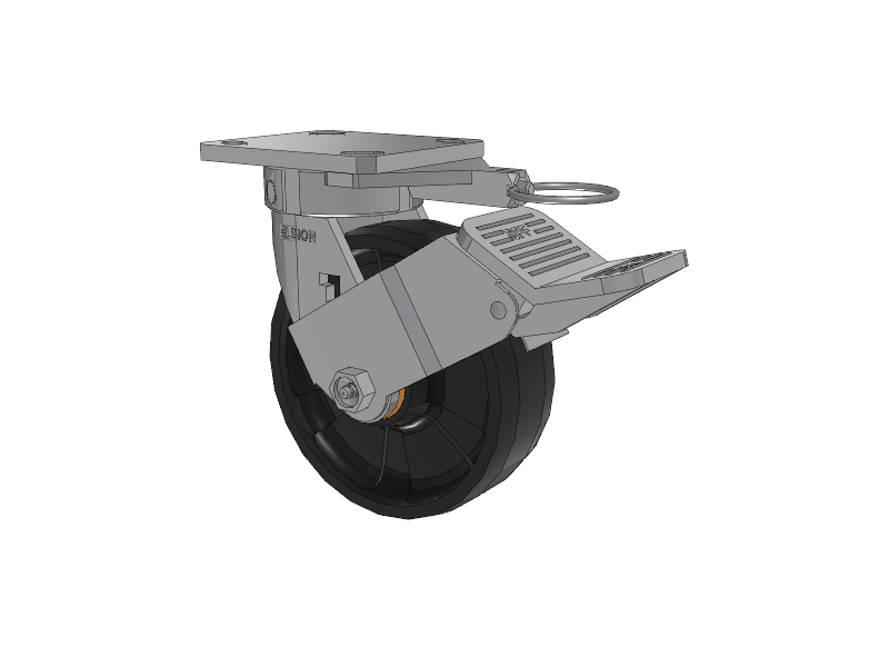 120 Series Top Plate Swivel Caster with 6 x 2 Black Nylon NG - Maxim Nylon Wheel and Stainless Steel Face Brake