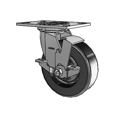 4 Series 2 Inch Wide Top Plate Swivel Caster with 6 x 2 Phenolic Wheel and Top Lock Brake