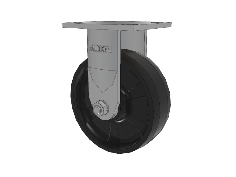 120 Series Top Plate Rigid Caster with 6 x 2 Black Nylon NG - Maxim Nylon Wheel