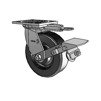 4 Series 2 Inch Wide Top Plate Swivel Caster with 6 x 2 Phenolic Wheel and Tread Lock Brake