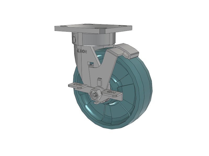 120 Series Top Plate Swivel Caster with 6 x 2 Black Nylon NG - Maxim Nylon - Prevenz Antimicrobial Wheel and Stainless Steel Face Brake