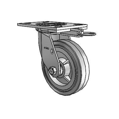 4 Series 1 1/2" Casters Top Plate Swivel Zinc with 6 x 1.5 Performa Rubber (Flat/Grey) Wheel