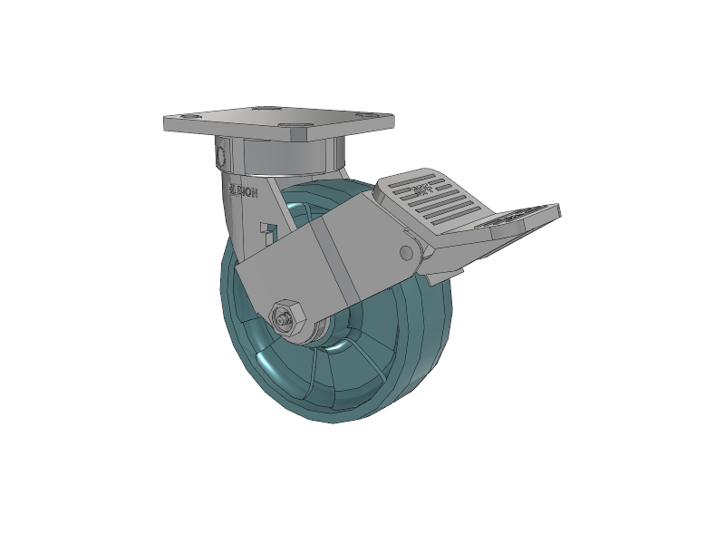 120 Series Top Plate Swivel Caster with 6 x 2 Black Nylon NG - Maxim Nylon - Prevenz Antimicrobial Wheel and Stainless Steel Face Brake