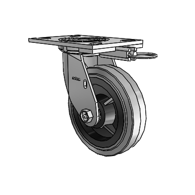 4 Series 1 1/2" Casters Top Plate Swivel Zinc with 6 x 1.5 Performa Rubber (Flat/Conductive) Wheel