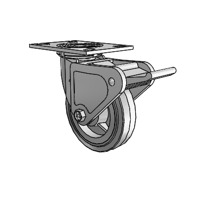 4 Series 1 1/2" Casters Top Plate Swivel Zinc with 6 x 1.5 Performa Rubber (Flat/Grey) Wheel and Tech Lock Brake