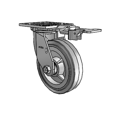 4 Series 1 1/2" Casters Top Plate Swivel Zinc with 6 x 1.5 Performa Rubber (Flat/Grey) Wheel