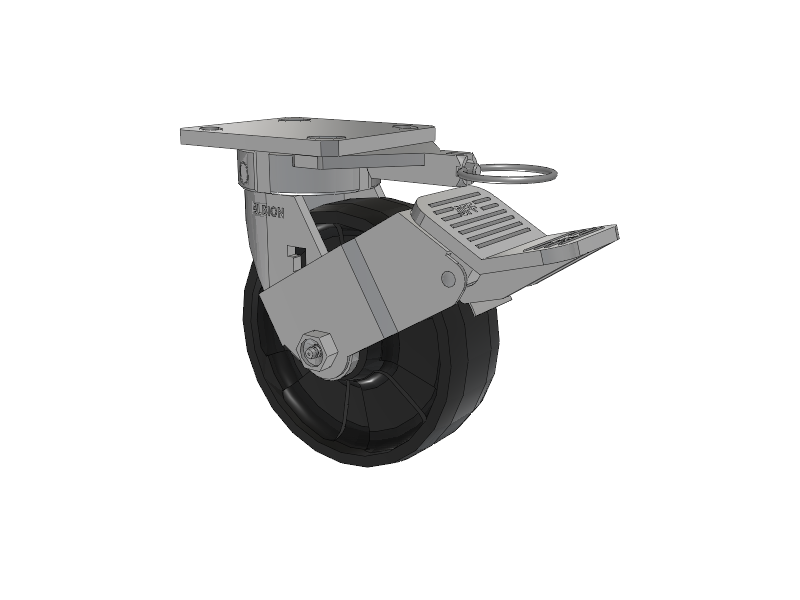 120 Series Top Plate Swivel Caster with 6 x 2 Black Nylon NG - Maxim Nylon Wheel and Stainless Steel Face Brake