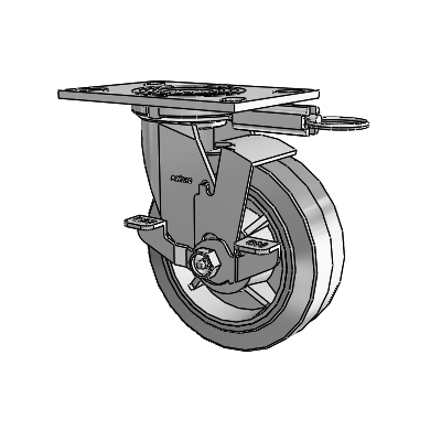 4 Series 2 Inch Wide Top Plate Swivel Caster with 6 x 2 Performa Rubber (Flat/Grey) Wheel and Top Lock Brake